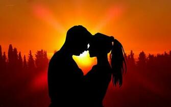 Sunset Boy And Girl Silhouette Romantic Couple Love Wallpaper HD