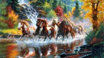 Manada De Caballos Salvajes En R O Fondo Pantalla