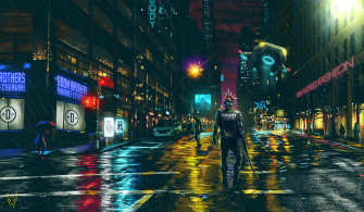 Dark Cyberpunk Cityscape Futuristic Science Fiction Wallpaper