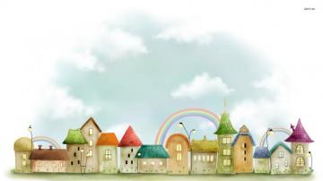 Cute Village Wallpaper