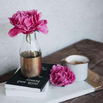Pink Peony Flower Books iPad Pro Wallpaper