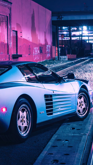Ferrari Sports Car Retrowave Synthwave 4k Wallpaper