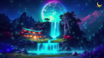 Waterfall Moon Night Scenery 4k Wallpaper iPhone HD Phone 3281m