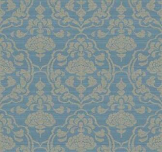 Interior Place Blue Gold Bd9156 Damask On Silk Wallpaper