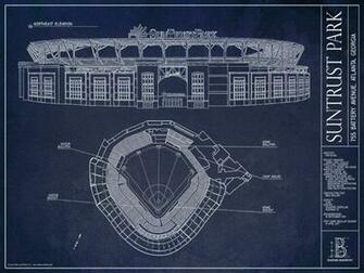 Suntrust Park Blueprint Wallpaper Mural Murals Your Way
