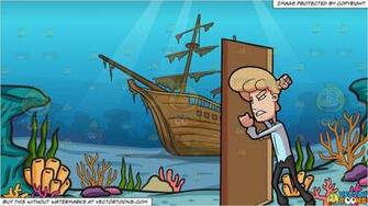 A Man Angrily Knocks On Door And Shipwreck Background