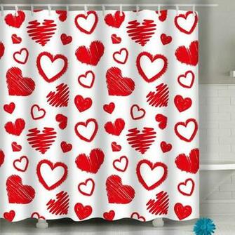 Amazon QunsHDufwnfk Beach Shower Curtain Hearts Love Theme