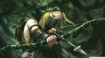 Archer Girl Long Cross Bow Aim HD Wallpaper Res
