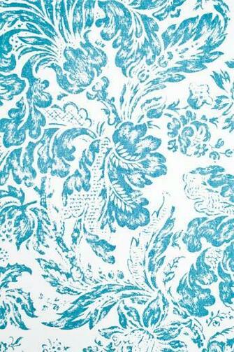 Wallpaper With Elegant Screen Printed Traditional Damask In Teal