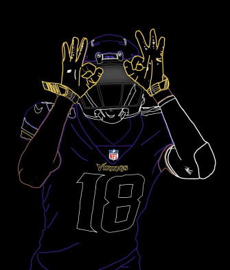 Justin Jefferson Neon Outline R Minnesotavikings