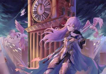 Bird Original Anime Purple Eyes Hair