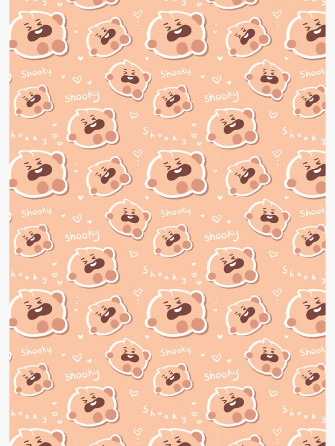 Bts Cute Bt21 Shooky Pattern In Brown Background Spiral Notebook