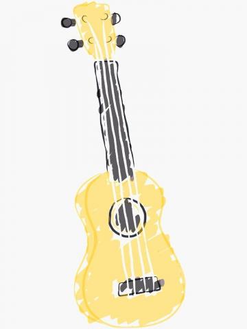 Yellow Ukulele Sticker By Pasengo Art Stickers