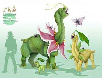 Nintendo Pokemon Digital Art Artwork Venonat Chikorita Meganium