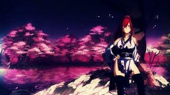 Erza Scarlet Cherry Tree Lake HD Wallpaper Background Image