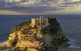 Wallpaper Sea The City Rock Italy Church Tropea Santa Maria