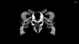 Guns And A Skull Vector Wallpaper