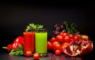 Wallpaper Red Juice Grapes Green Glasses Black Background