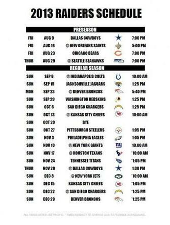 Oakland Raiders Schedule