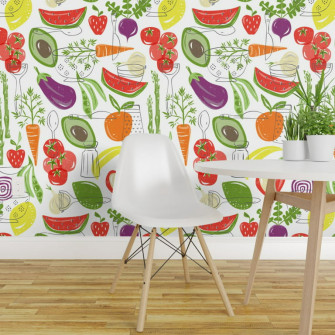 Peel Stick Wallpaper Swatch Farm Fresh White Fruit Spring