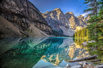 Lake Mountains Trees Landscape Moraine Canada Alberta Banff National Park Wallpaper