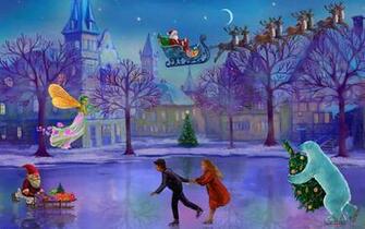 Christmas Village Illustration HD Wallpaper