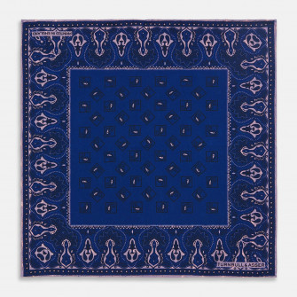 Pink Navy Paisley Silk Bandana Pocket Square Turnbull Asser