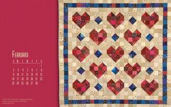 Quilt Calendar Computer Wallpaper February Books
