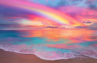 Sunset Ocean Rainbow Wallpaper