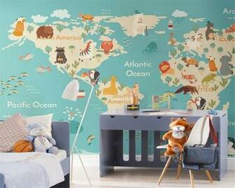Beibehang Cartoon Animal Map Kids Room Kindergarten Garden