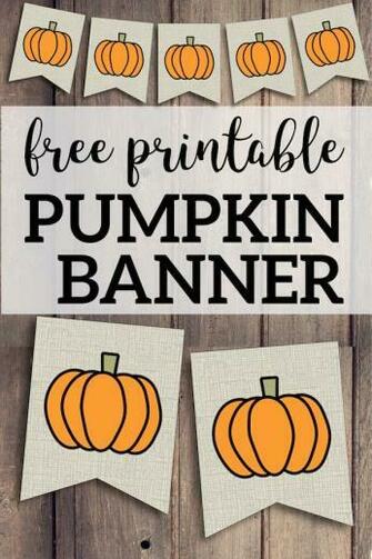 Printable Pumpkin Banner Decor Printables Thanksgiving