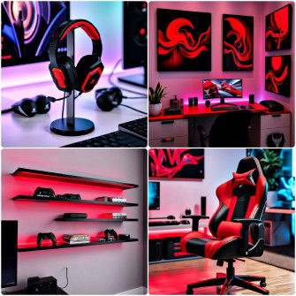Red And Black Gaming Setup Ideas Wallpaper