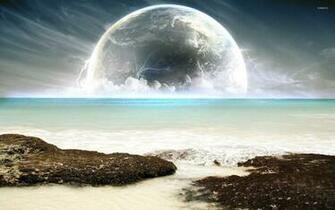 Planet Rising In The Horizon Wallpaper Artistic