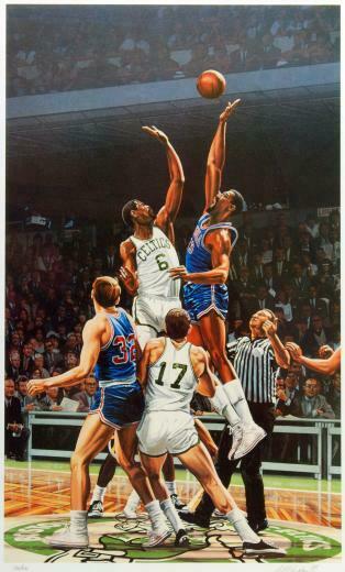 Bill Russell Wilt Chamberlain Artwork By Purdom Sports