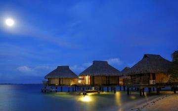 Nature Landscape Beach Resort Water Bungalow Sea Moon