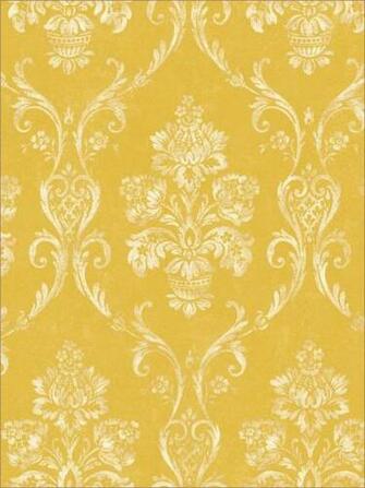 Wallpaper English Cottage French Country Golden Yellow Damask