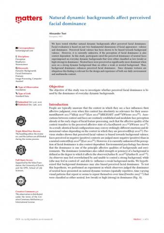 Pdf Natural Dynamic Background Affect Perceived Facial Dominance