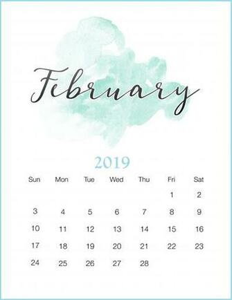 Watercolor February Printable Calendar February2019