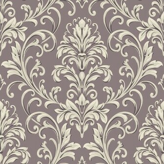 Purple And Grey Feathered Damask Wallpaper Wall Sticker Outlet