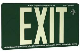 Outdoor Glow In The Dark Exit Sign With Green Background