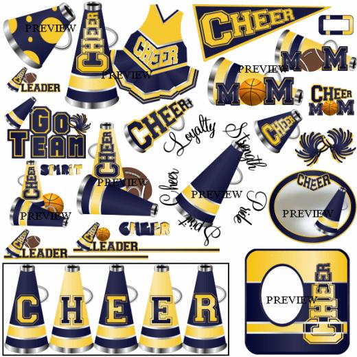 Cute Cheer Background Cheerleader Navy Yellow And