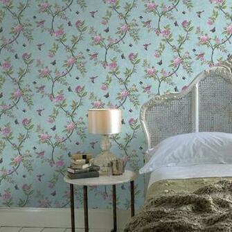 Graham Brown Chinoiserie Bird Butterfly Floral Leaf Wallpaper