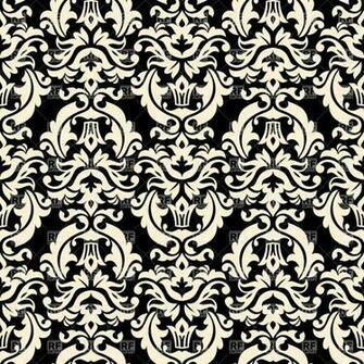 Seamless Black And White Floral Retro Wallpaper Damask Background