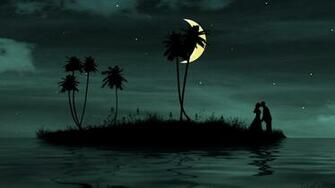 Couple Love Kiss Island Dark Vector Wallpaper Background Full HD