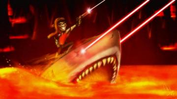 Cinnamontoastken Is Riding A Laser Shooting Shark By Scribblenetty