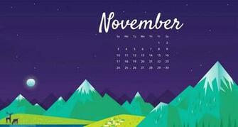Cute November Calendar Pink Design Floral Wallpaper