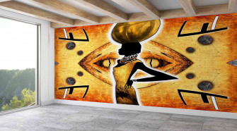 African Woman Painting Modern Wallpaper Wall Poster