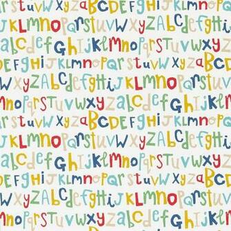 Scion Letters Play Wallpaper Pistachio Pimento Denim