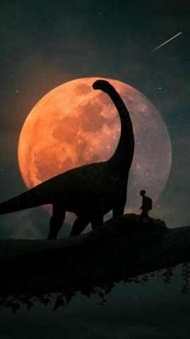 Silhouettes Dinosaur Planet Photoshop Art Wallpaper