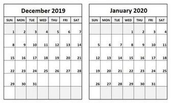 December January Calendar Two Month Per Template
